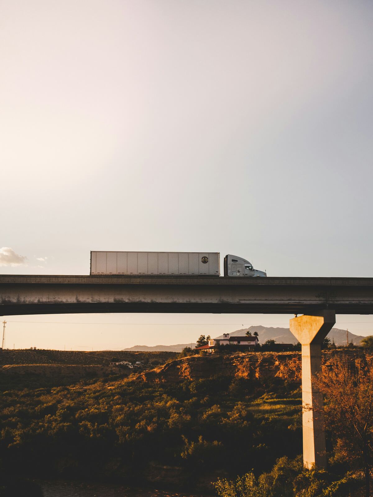 Semi truck on country road