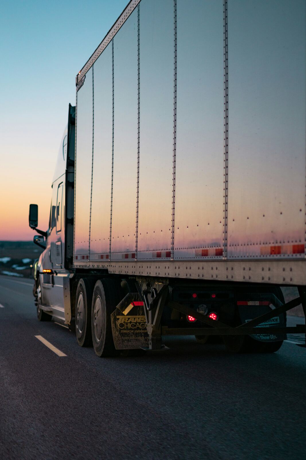 Red semi truck on highway